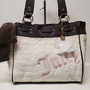 Juicy Couture Daydreamer Vintage Dreams White and Pink / Chocolate Tote